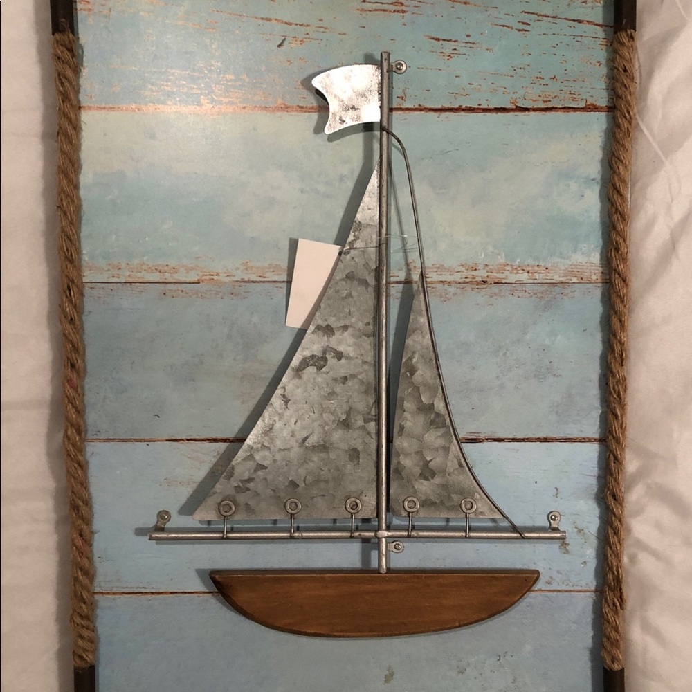 Coastal Beach Sailboat Wall Hanging NEW